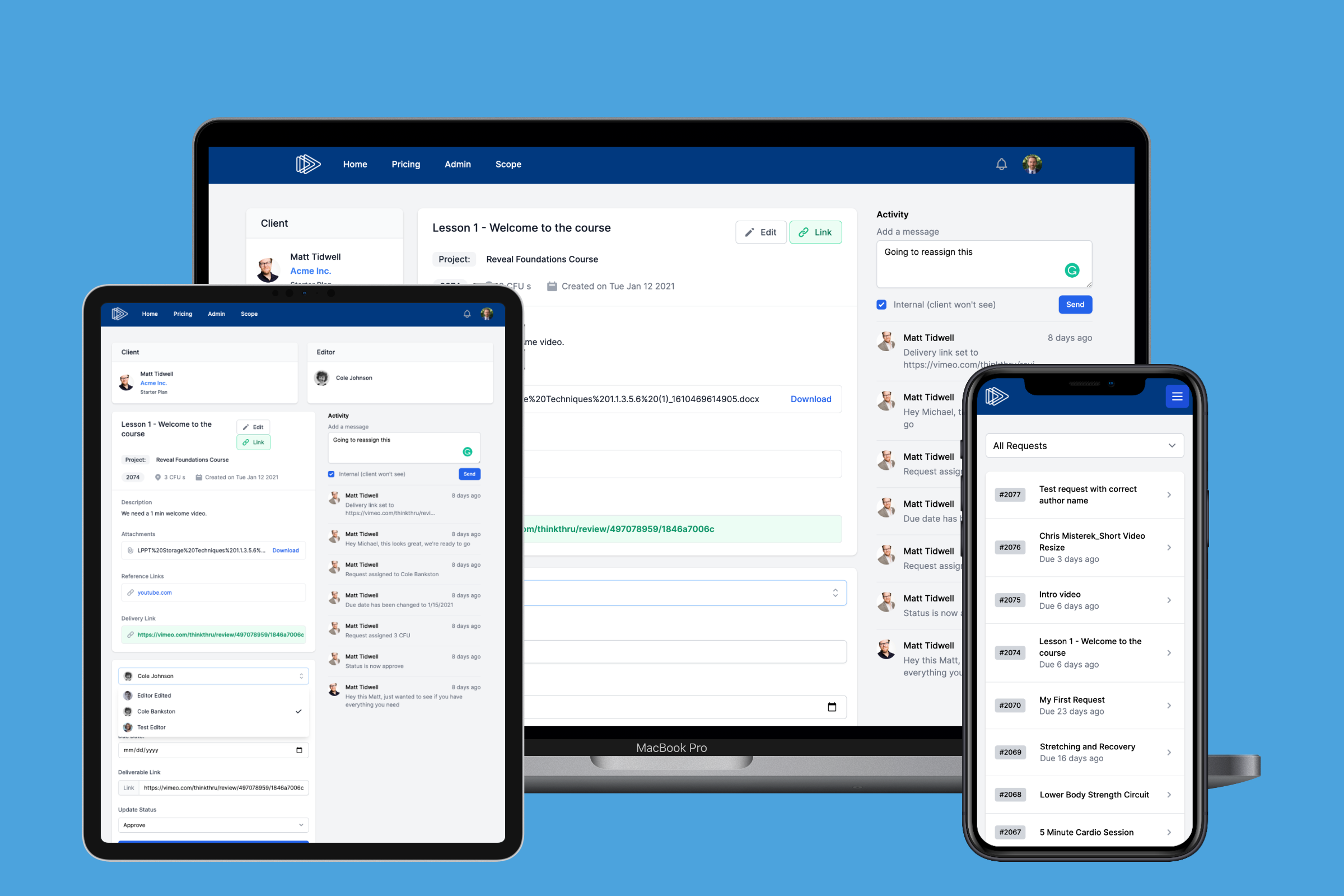 Customer profile user interface